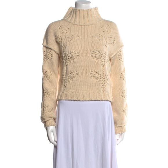Hache Beige Wool Long Sleeve Mock Neck Turtleneck Sweater Size S-M - Picture 1 of 6